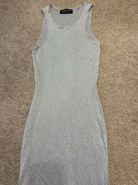 White Fox Boutique Silver Shimmer Tank Dress